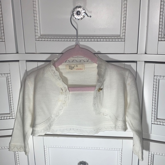 6-9 month infant cardigan, pink and white - Picture 4 of 6